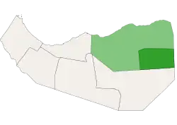 Location of Dhahar District in Sanaag, Somaliland