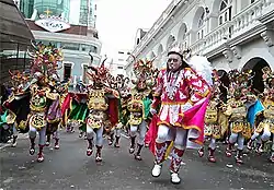 Image 19The Diablada dance primeval, typical and main of Carnival of Oruro a Masterpiece of the Oral and Intangible Heritage of Humanity since 2001 in Bolivia (Image: Fraternidad Artística y Cultural "La Diablada"). (from Culture of Bolivia)