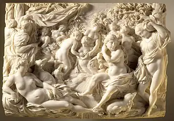 Artemis, Callisto and the nymphs, ivory relief by Ignaz Elhafen, circa 1690–1695.