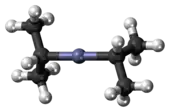 Ball-and-stick model of the diisopropylzinc molecule