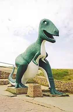 Tyrannosaurus rex sculpture in Dinosaur Park, Rapid City, South Dakota