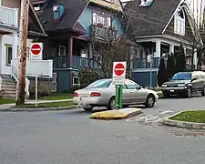 A motorist disregards a directional closure (a two-lane roadway with one terminus converted to one-way access).