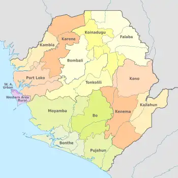 Image 13The 14 districts and 2 areas of Sierra Leone (from Sierra Leone)