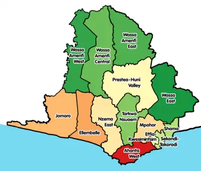 Location of Western Region Districts