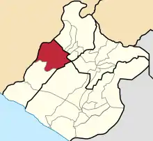 Location of Ilabaya in the Jorge Basadre Province