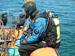 Diver wearing a bungee wing