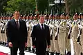 Dmitry Medvedev and Ilham Aliyev inspecting the National Guard during Medvedev's visit to Baku in 2008.