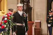 A sailor of the U.S. Navy Ceremonial Honor Guard is pictured during the lying in state on December 3, 2018.