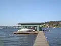 At a dock at the end of NE 42nd Pl. in Yarrow Point.