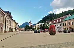 Main square in Dolný Kubín, the largest town in Orava