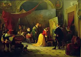 Maria De Medici visitsRuben's studio, 1861