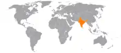 Map indicating locations of Dominica and India