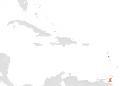 Map indicating locations of Dominica and Trinidad and Tobago