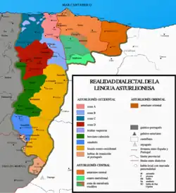 Colour-coded linguistic map of north-western Spain