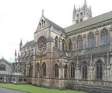 a side view of the abbey church