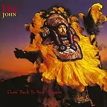 Dr. John dressed as a Mardi Gras Indian