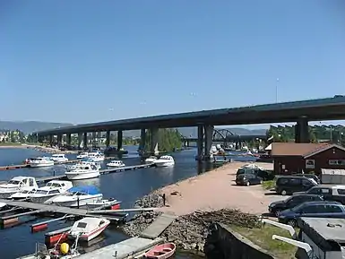 European Route E18 motorway leads over Drammen Bridge, Norway