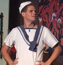 Drew Jarvis in the 2010 stage production of The Tasmanian Babes Fiasco at Brisbane Arts Theatre