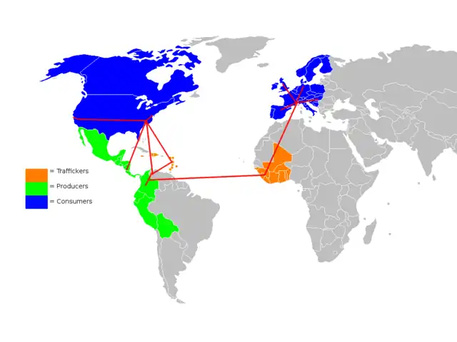 A map of the world drug trade