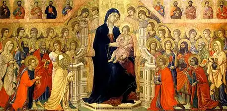 The Maesta by Duccio (1308) showed the Virgin Mary in a robe painted with ultramarine. Blue became the colour of holiness, virtue and humility.