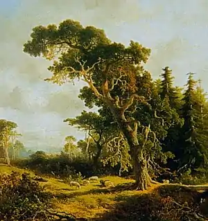 J.W. Bilders: Millennial Pine / Duizendjarige Den, c. 1850; oil-painting