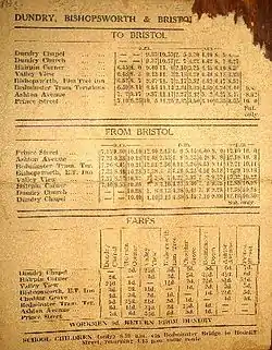 Image 203A public transport timetable for bus services in England in the 1940s and 1950s (from Public transport bus service)