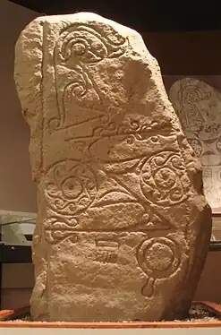 Dunnichen Stone; Class I Pictish Stone from nearby Dunnichen.