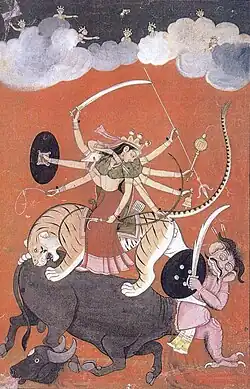 Image 29Mother Goddess A miniature painting of the Pahari style, dating to the eighteenth century. Pahari and Rajput miniatures share many common features. (from History of painting)