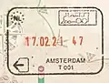 Exit stamp from the Schengen Area issued by the Koninklijke Marechaussee at Amsterdam Centraal Station.