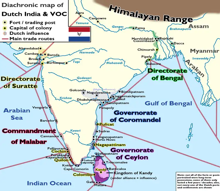 Dutch Coromandel (in blue) within Dutch India