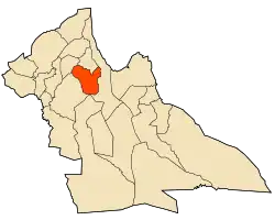 Map of Laghouat Province highlighting Oued M'Zi municipality