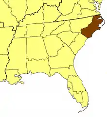 Location of the Diocese of East Carolina