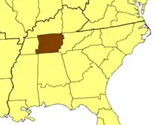 Location of the Diocese of Tennessee