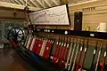 2009 interior view of Ramsbottom railway station signal box after restoration.