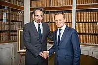 Tusk with Greek Prime Minister Kyriakos Mitsotakis in Brussels, December 2019