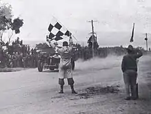 Peter Whitehead (ERA B Type) takes the flag to win the 1938 Australian Grand Prix