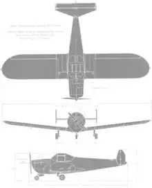 3-view silhouette drawing of the ERCO 415-C Ercoupe