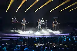 Dorians performing at the Eurovision Song Contest 2013 (from left to right: Arman Pahlevanyan, Gagik Khodavirdi, Gor Sujyan, Arman Jalalyan, and Edgar Sahakyan)