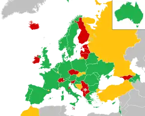 A coloured map of the countries of Europe