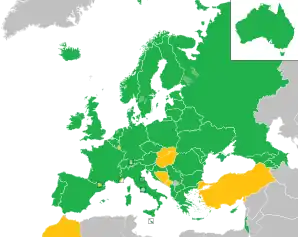 A coloured map of the countries of Europe