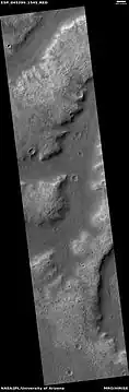 Wide view of a group of channels, as seen by HiRISE under HiWish project  Some parts of the surface show patterned ground when enlarged.