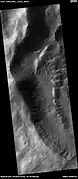 Wide view of gullies, as seen by HiRISE under HiWish program