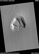 Mesa with dark slope streaks, as seen by HiRISE under HiWish program