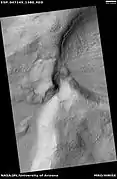 Channel connecting two craters, as seen by HiRISE under HiWish program