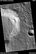 Cracks on crater floor, as seen by HiRISE under HiWish program