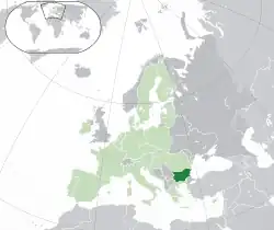 Map showing Bulgaria in Europe