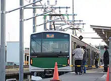 Set V1 being recharged at Karasuyama Station in March 2014