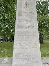 Names inscribed on the memorial