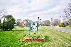 Welcome sign along Blacksburg Road (NC 198)