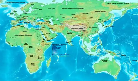 Eastern Hemisphere in 200 BC.